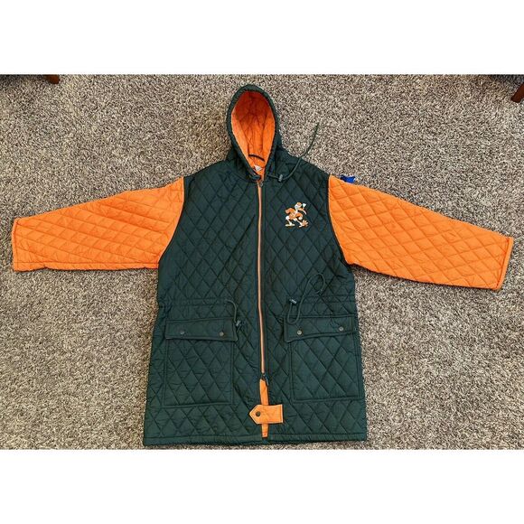 Rare Vintage University Of Miami Hurricanes Match 1 Retro Winter Jacket Sz L/XL - Picture 1 of 9